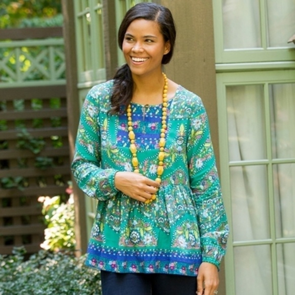 Matilda Jane Evergreen Peplum Top Size Medium
